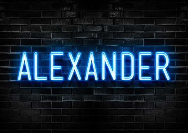 Alexander Neon Sign on Brick Wall