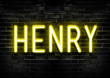 Henry Neon Sign on Brick Wall