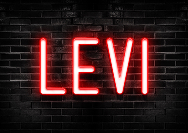 Levi Neon Sign on Brick Wall