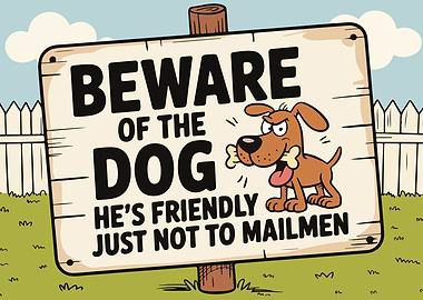 Beware of the Dog Cartoon Sign