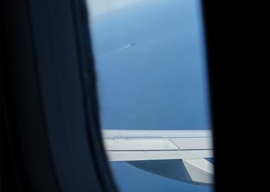 Airplane Window View of Ocean