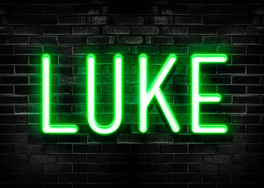 Luke Neon Sign on Brick Wall