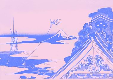 Japanese Landscape with Mount Fuji