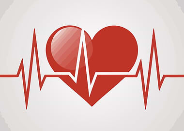 Red Heart with ECG Line Illustration