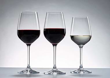 Three Wine Glasses with Red and White
