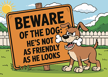Beware of the Dog Cartoon Sign