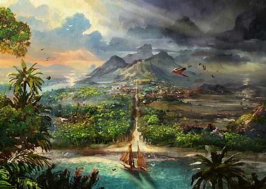 Anno 1800 Tropical Island Landscape Painting