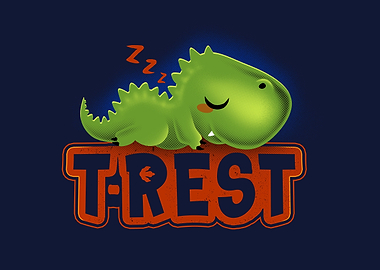 Sleeping T-Rex Cartoon Illustration