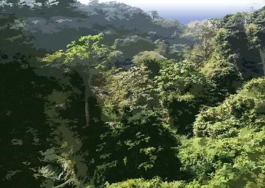 Lush Green Forest Landscape Illustration 1