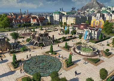 Anno 1800 Cityscape with Plaza and Buildings
