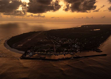 Tropical Island Sunset Aerial View