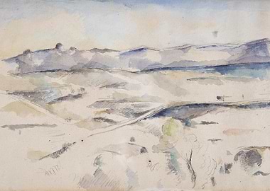 Watercolor Landscape with Mountains