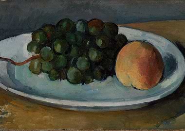 Grapes and Peach on a Plate