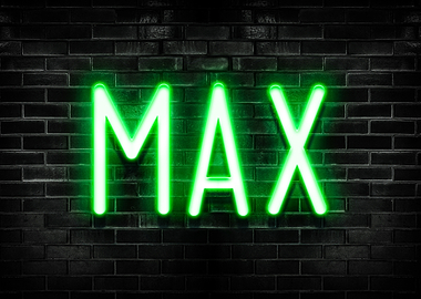 MAX Green Neon Sign on Brick