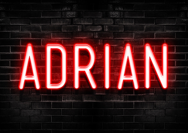 Adrian Neon Sign on Brick Wall
