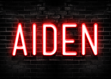 Aiden Neon Sign on Brick Wall