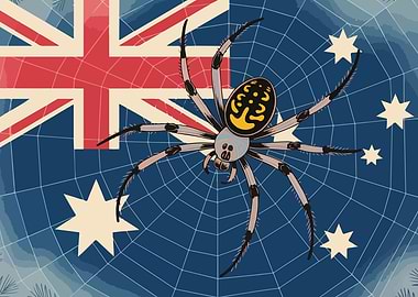 Australian Flag Spider Web Illustration