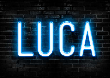 Luca Neon Sign on Brick Wall