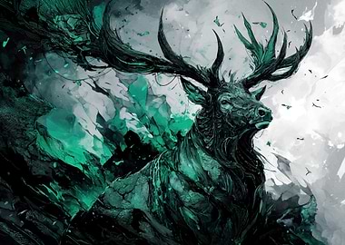 Emerald Deer Abstract Digital