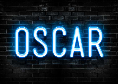 Oscar Neon Sign on Brick Wall