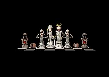 Grail of Chess Pieces on Black Background