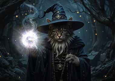 Cat Wizard Casting a Spell