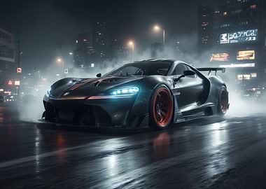 Sleek Sports Car in Cityscape