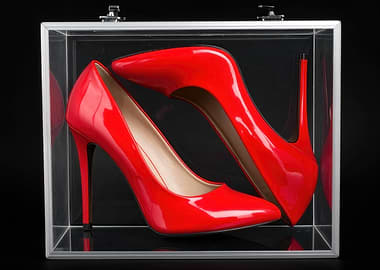 Red High Heels in Display Case