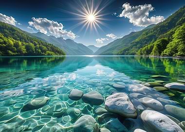 Lake in Forest with Mountains Nature