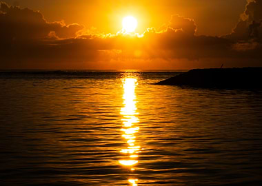 Golden Bali Sunset Over the Ocean