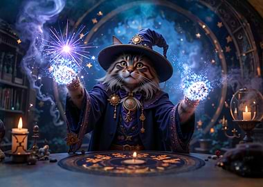 Wizard Cat Casting Magic