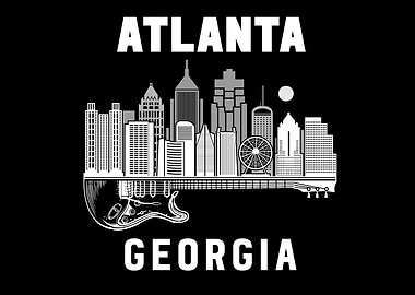 Atlanta Skyline Guitar Music Georgia Souvenir Atlanta
