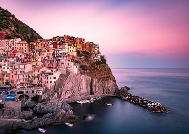 Manarola, Italy at Sunset