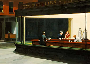 Nighthawks by Edward Hopper Painting