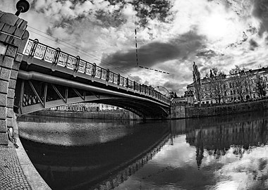 Black and White Bridge Over Water