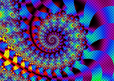 'Checkerboard Spiral' Fractal Art