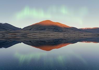 Mountain Reflection with Aurora Borealis