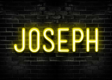Joseph Neon Sign on Brick Wall