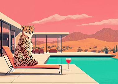 Cheetah Cocktail Pool Mid Century