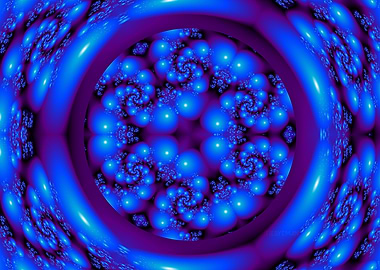 'Tribubblia Circle' Blue and Purple Fractal Art