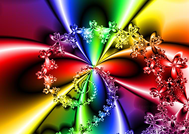 'Butterfly Spiral' Rainbow Fractal Art