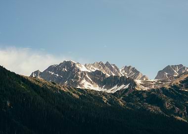 Snow-Capped Mountains and Forest Landscape