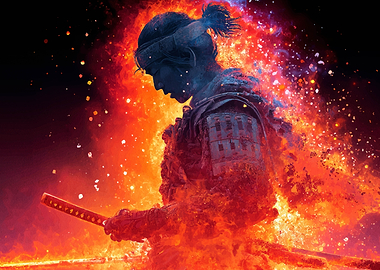 Fiery Samurai Warrior