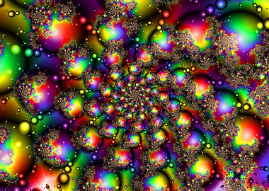 'Psychedelic Rainbow Bubbly Spiral' Fractal Art