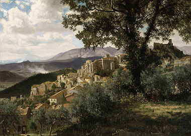 Italian Hillside Village Painting