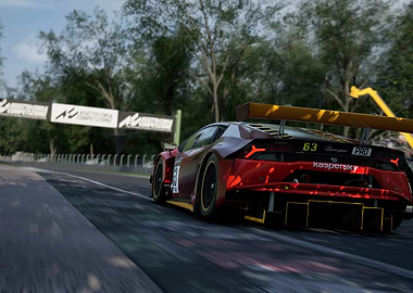 Red Lamborghini Race Car on Track