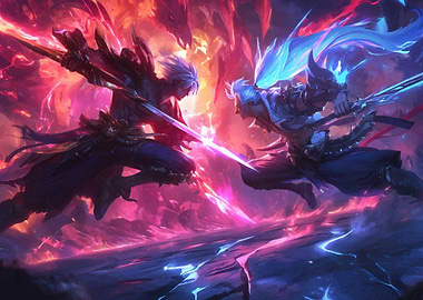 Fantasy Duel Swordsmen Fiery