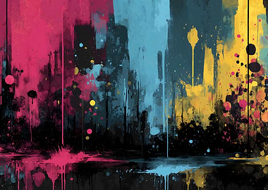 Abstract Color Drip Painting