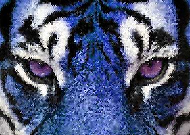 Mosaic Tiger in Blue