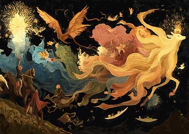 Fantasy Landscape with Mythical Creatures